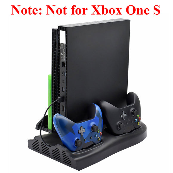 Vertical Stand for Xbox One X with Cooling Fans, Dual Controller Charging Station + 3 USB Device Port + Game Discs Storage Seat for Xbox One X Game Console - Shop Video Games