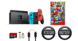 Nintendo Switch 7 items Bundle:Nintendo Switch 32GB Console Neon Red/Neon Blue,128GB Micro SD Card,Nintendo Joy-Con Controllers Gray,Super Mario Odyssey,Mytrix HDMI,Type-C Cable,Wireless Wheel - Shop Video Games