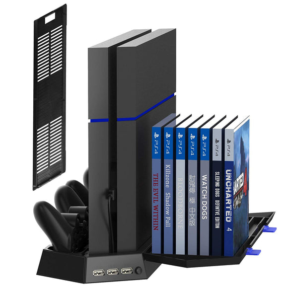 Kootek Vertical Stand for PS4 Slim/Regular Playstation 4 Cooling Fan Controller Charging Station with Game Storage and Dualshock Charger (Not for PS4 Pro) - Shop Video Games
