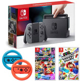 Nintendo Switch 32GB Console with Gray Joy Con Bundle w/Super Mario Party, Mario Kart 8 Deluxe and Steering Wheel Blue/Red 2-Pack - Shop Video Games